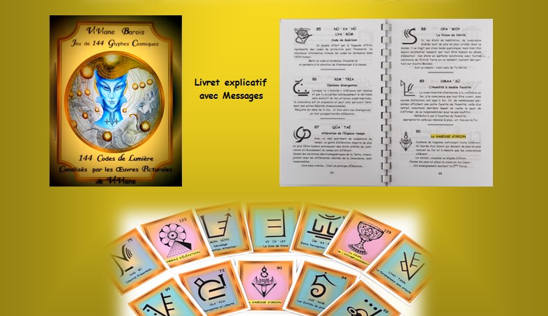 Le coffret, le livret explicatif avec messages, et les cartes